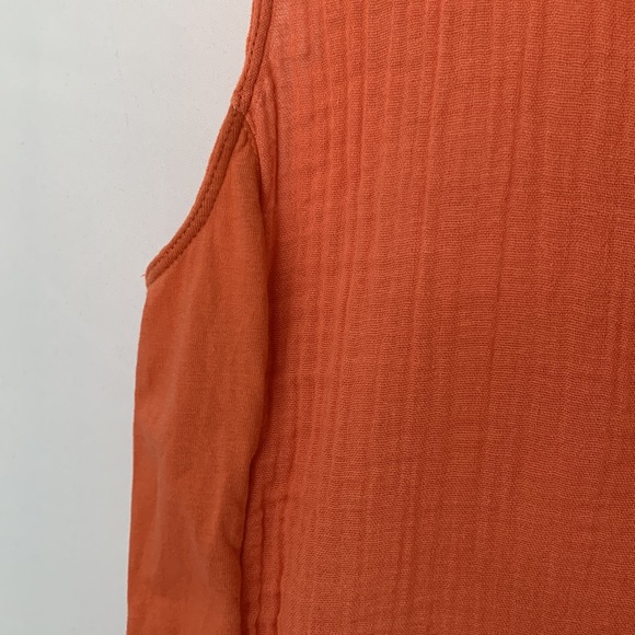 LOFT Lounge Gauzy Orange Tank Top Linen Blend Size Small - Picture 4 of 9
